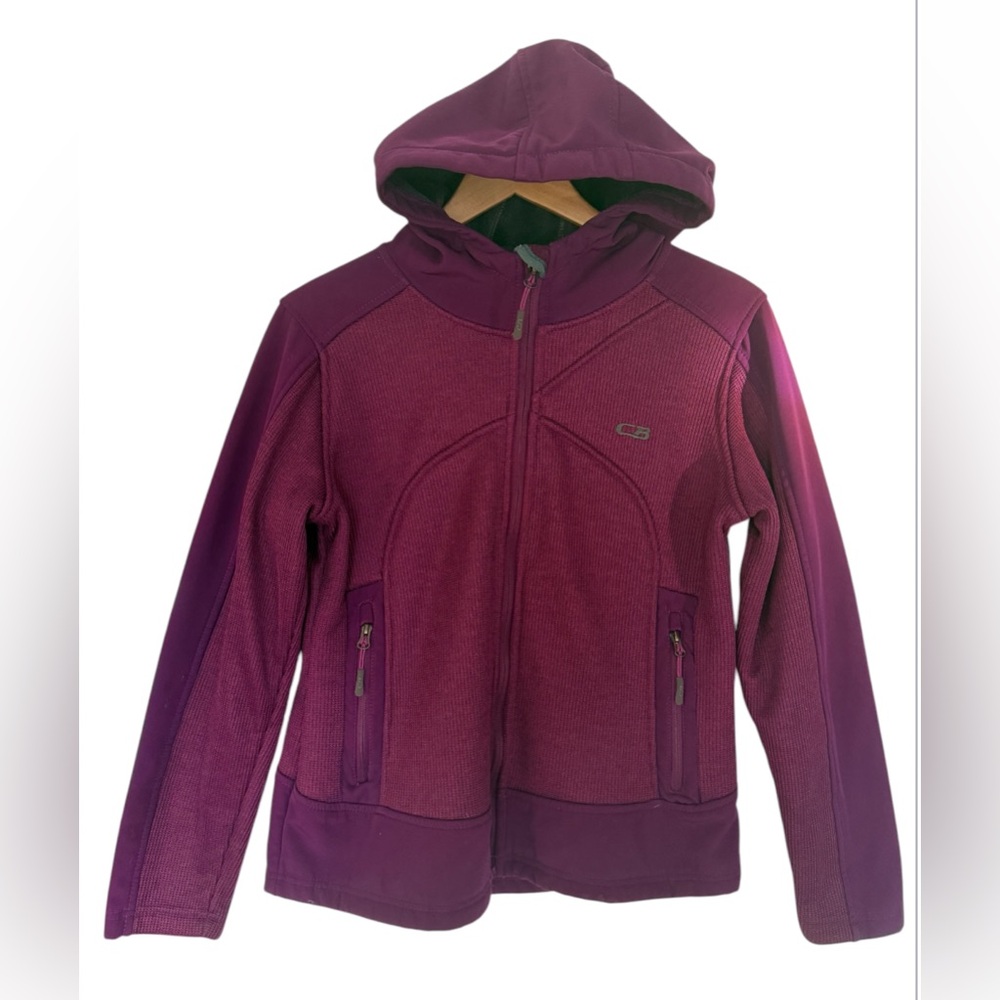 CB Women’s Zip Up Two Toned Knit/Spandex Purple  Hooded Sweatshirt szLarge